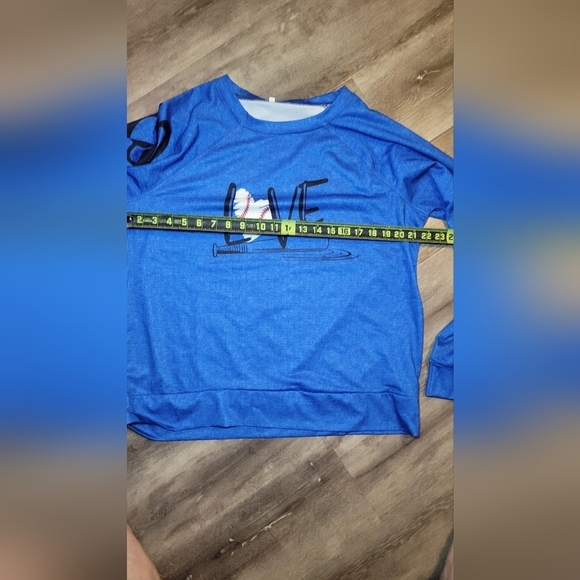 Love Baseball or Heart womens Long Sleeve‎ Shirt-blue-womens xL - Picture 5 of 6